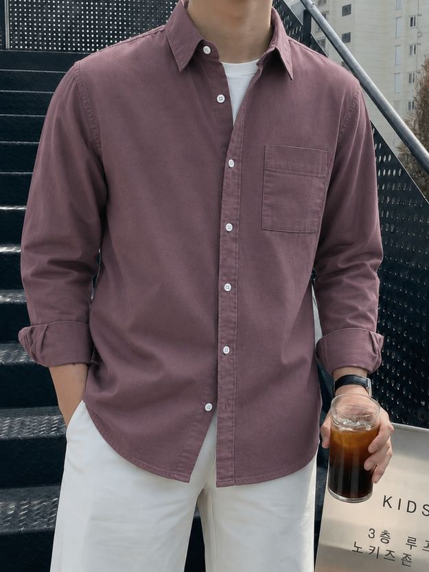 FOXEY Men Solid Casual Brown Shirt - Image 5