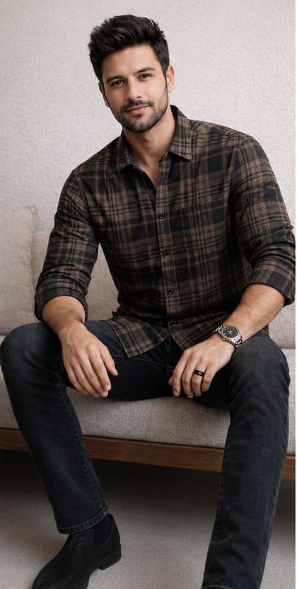 Hawkstar Men Regular Fit Checkered Casual Shirt - Image 1