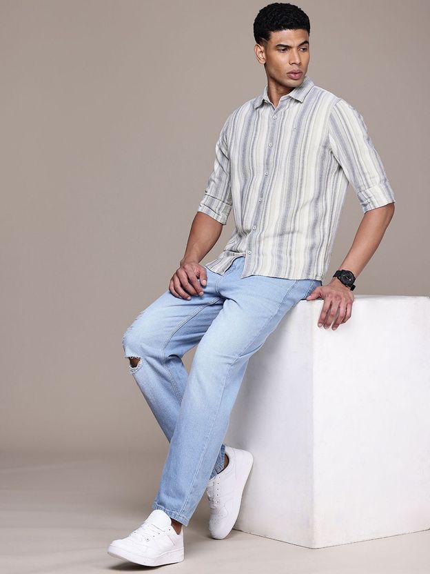 WROGN Men Slim Fit Striped Shirt - Image 6