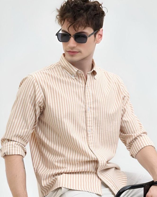 RODEIZ Men Striped Casual Green, White Shirt - Image 8