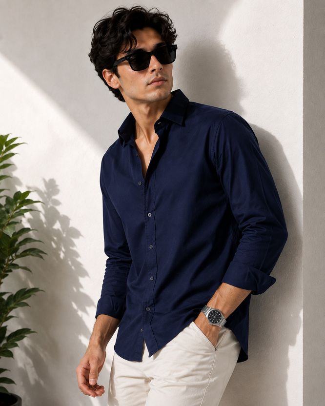 Mardexx Men Dark Blue Casual Shirt - Image 9