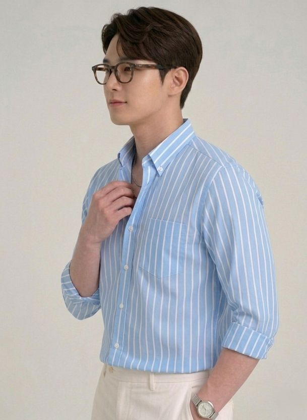 SEEWAYS Men Light Blue Striped Shirt - Image 3