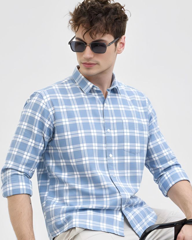 Jai Textiles Men Grey Checkered Casual Shirt - Image 9
