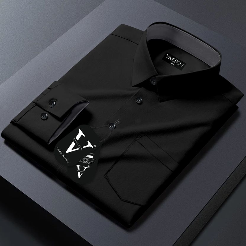 VIVESCO Men Black Casual Shirt - Image 1