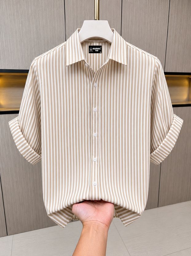 Marmic Fab Men Striped White, Purple Shirt - Image 5