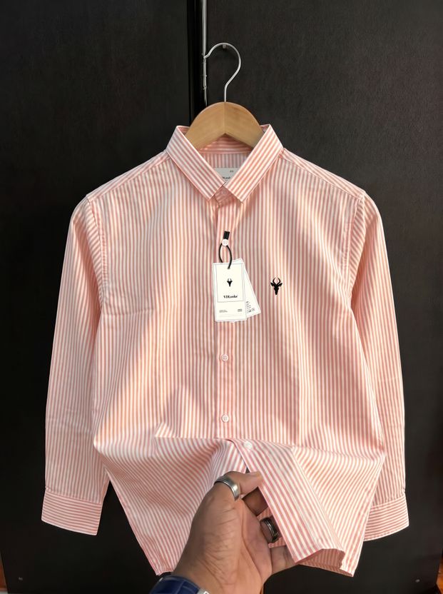 vdlooks Men Pink Striped Casual Shirt - Image 9