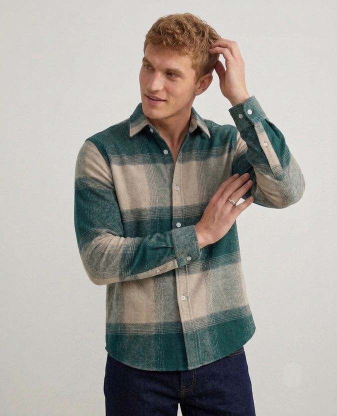 DEEMOON Men Regular Fit Checkered Casual Shirt - Image 4