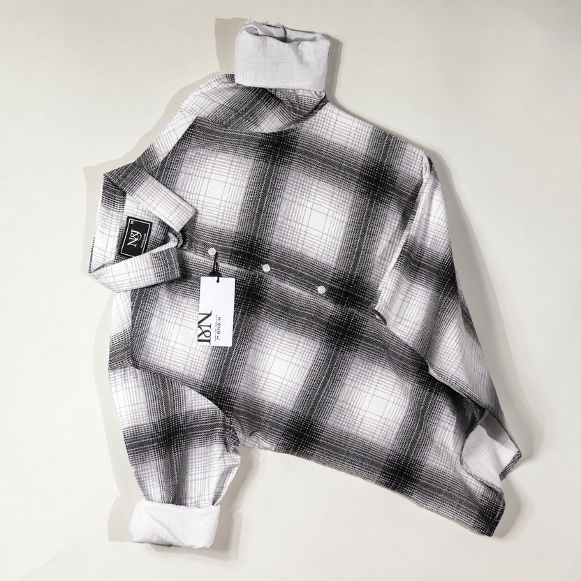 N AND J Men Checkered Casual Black, White Shirt - Image 1