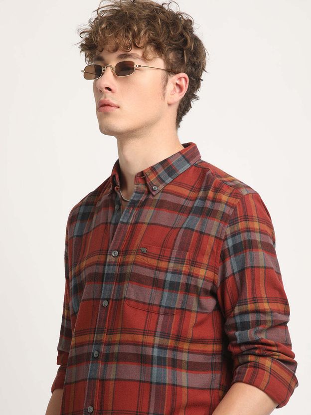 THE BEAR HOUSE Men Slim Fit Checkered Shirt - Image 1