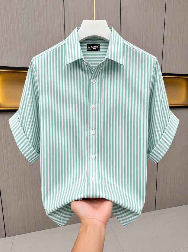 Marmic Fab Men Striped White, Purple Shirt - Image 6