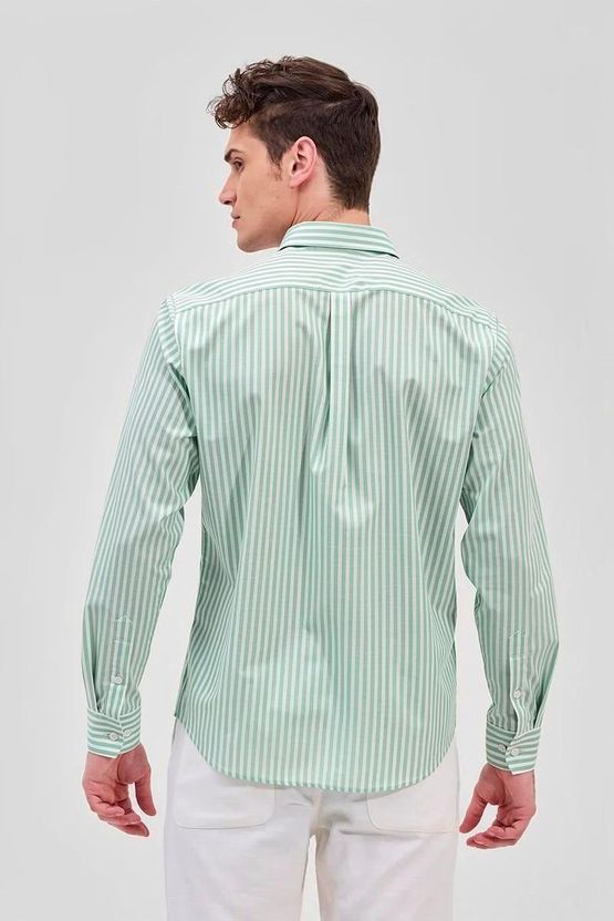 RODEIZ Men Striped Casual Green, White Shirt - Image 2