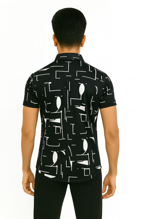 AVOLT Men Black Printed Casual Shirt - Image 2