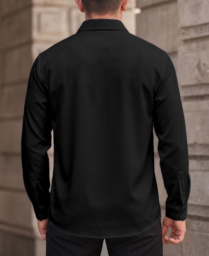 DARKMODE Men Solid Casual White, Black Shirt - Image 2
