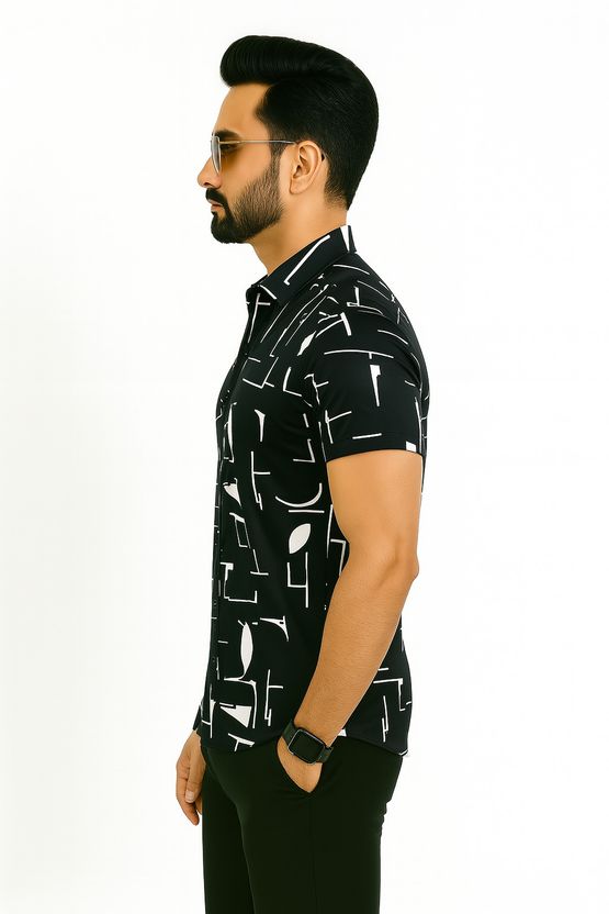 AVOLT Men Black Printed Casual Shirt - Image 3