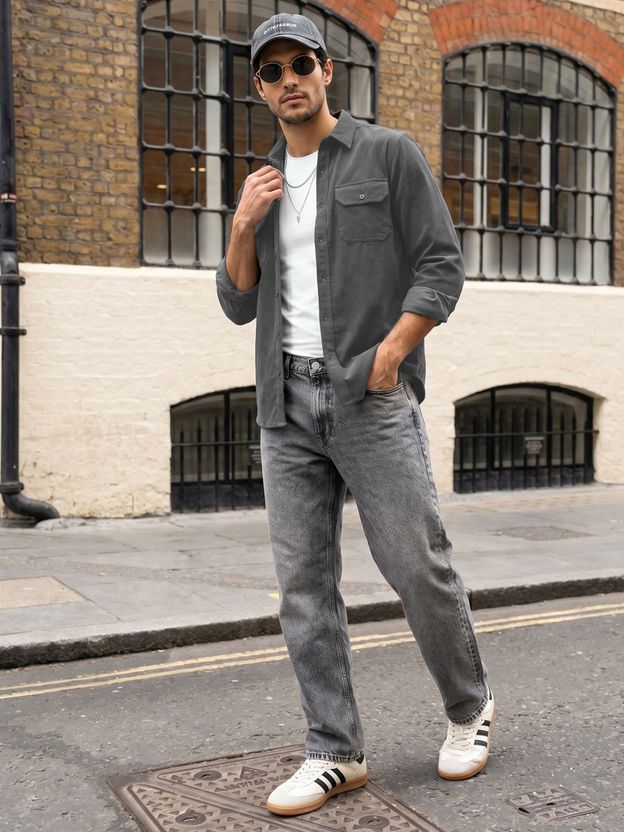 Urbano Men Grey Casual Shirt - Image 4