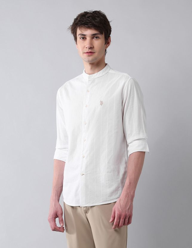 U.S. Polo Assn. Men Regular Fit Mandarin Collar Shirt - Image 6