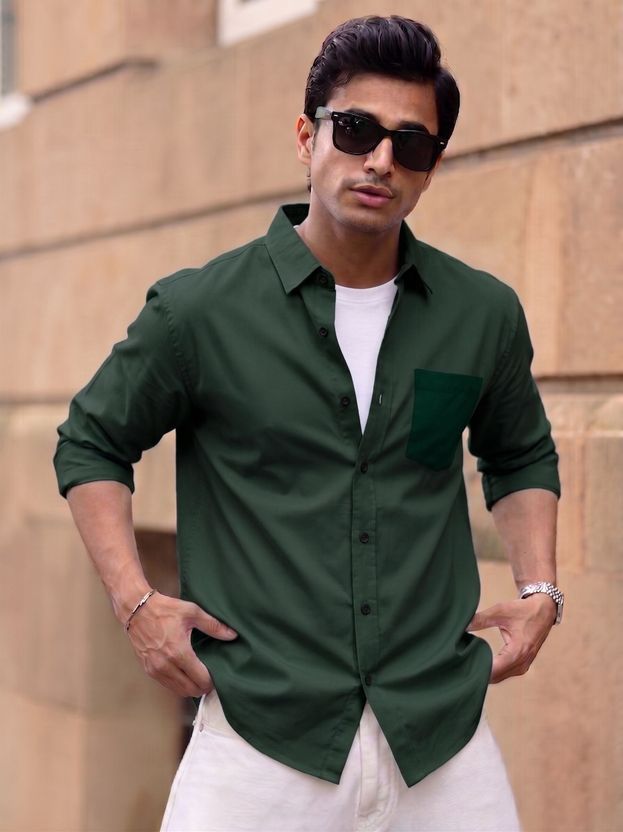 Virastix Men Dark Green Casual Shirt - Image 2