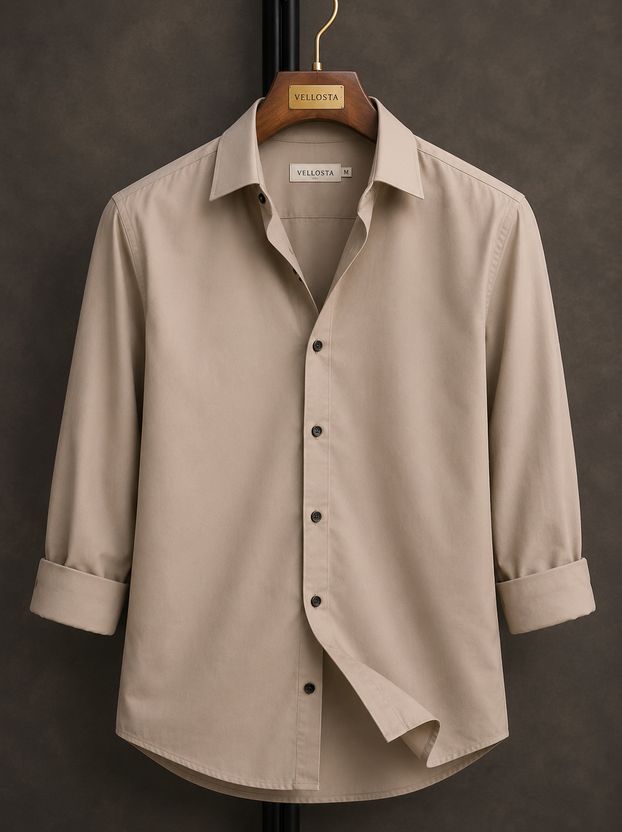 VELLOSTA Men Beige Casual Shirt - Image 1