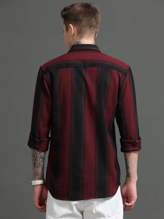 Rope Men Striped Red, Black Shirt - Image 5