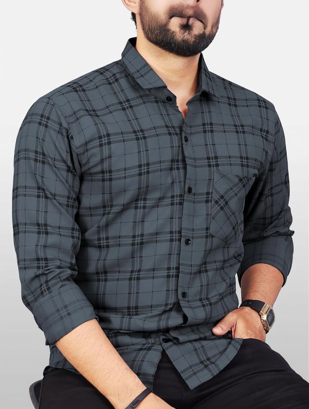 HKV Men Checkered Casual Brown, Black Shirt - Image 8