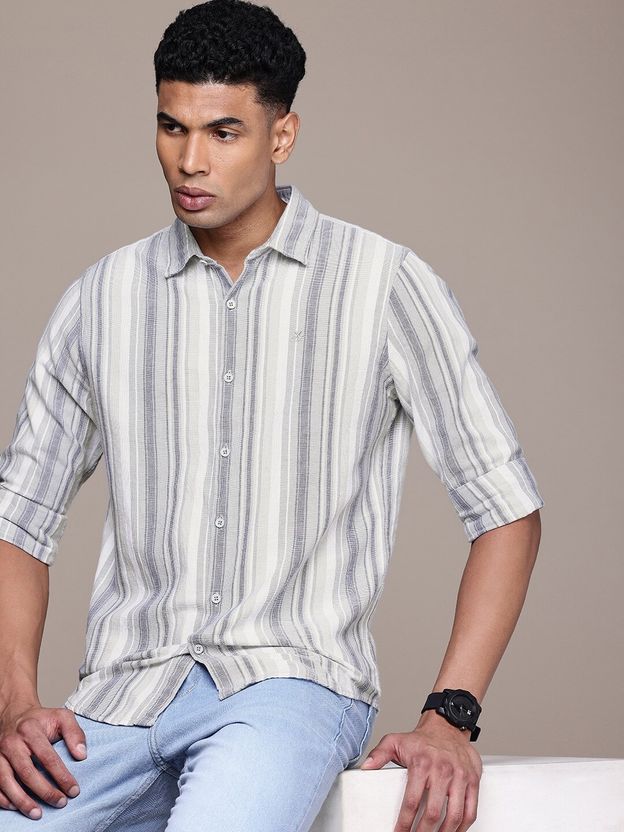 WROGN Men Slim Fit Striped Shirt - Image 1