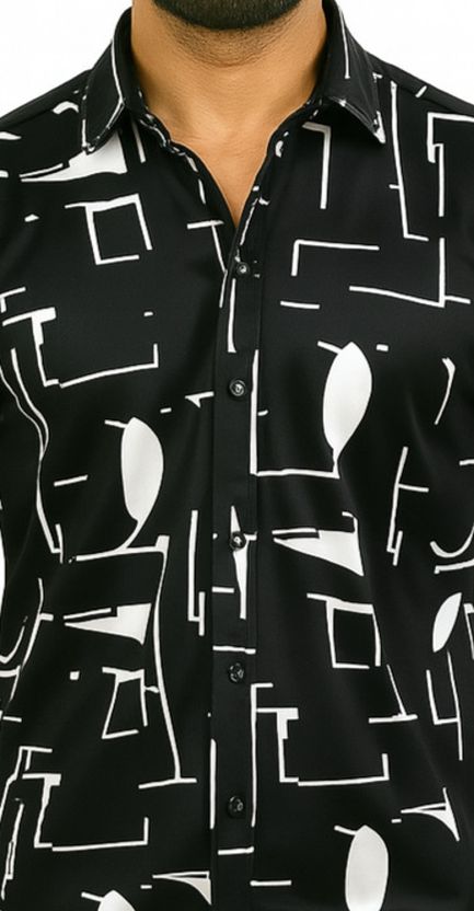 AVOLT Men Black Printed Casual Shirt - Image 4