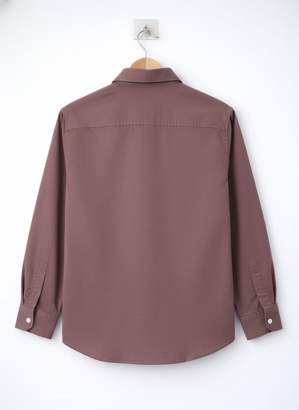 FOXEY Men Solid Casual Brown Shirt - Image 4