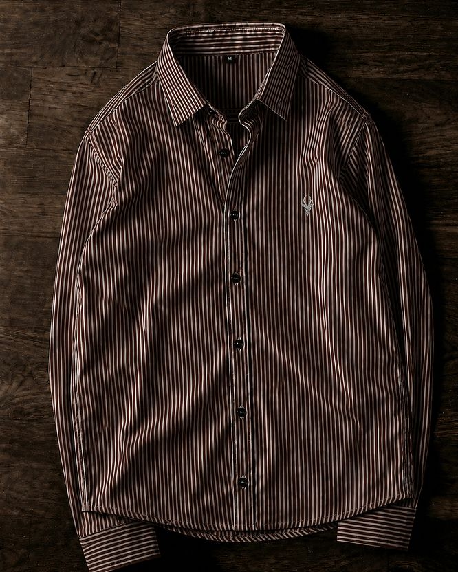 JACKBELLA Men Striped Casual Brown Shirt - Image 1