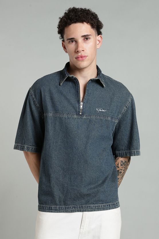 FOUL CHILD Men Boxy Fit Washed Spread Collar Shirt - Image 1