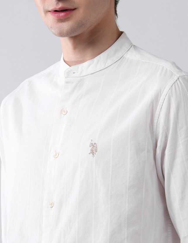 U.S. Polo Assn. Men Regular Fit Mandarin Collar Shirt - Image 5