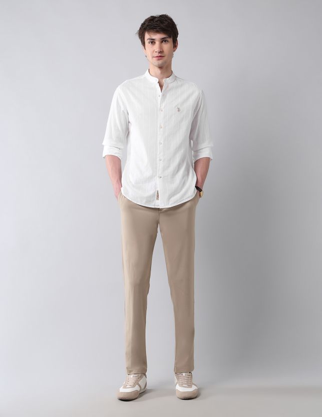 U.S. Polo Assn. Men Regular Fit Mandarin Collar Shirt - Image 7