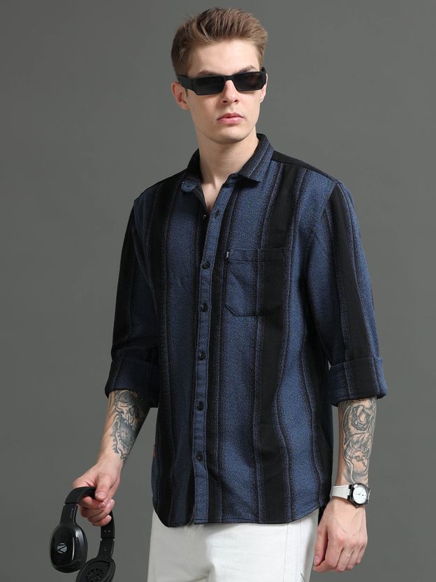 Rope Men Striped Red, Black Shirt - Image 10
