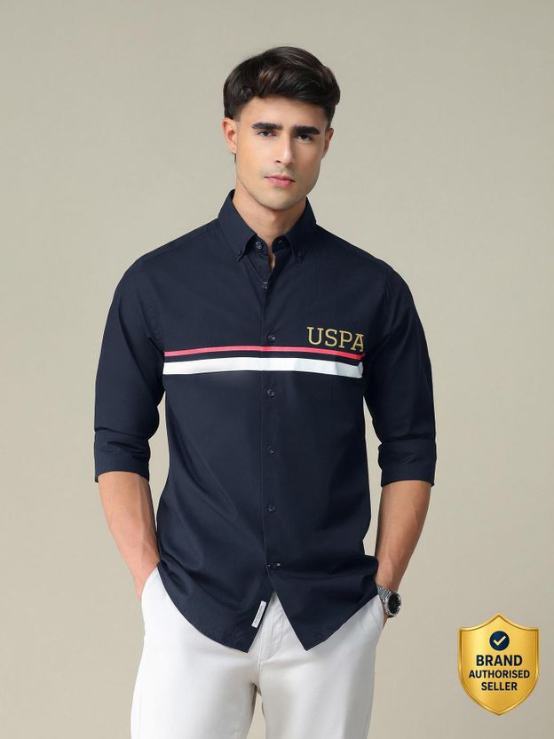 U.S. POLO ASSN. Men Slim Fit Striped Shirt - Image 1
