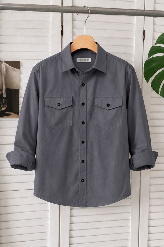 spela Men Regular Fit Solid Spread Collar Casual Shirt - Image 5