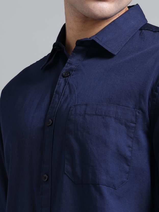 Proword Men Dark Blue Casual Shirt - Image 5