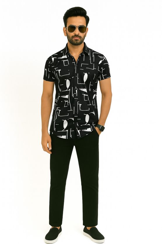 AVOLT Men Black Printed Casual Shirt - Image 6