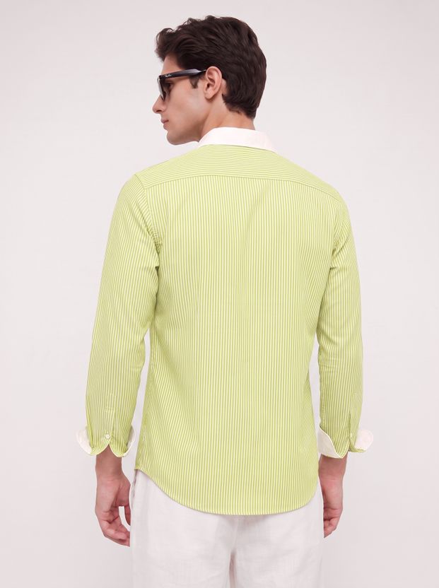 vdlooks Men Striped Light Green Shirt - Image 5