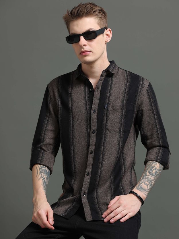 Rope Men Striped Red, Black Shirt - Image 8