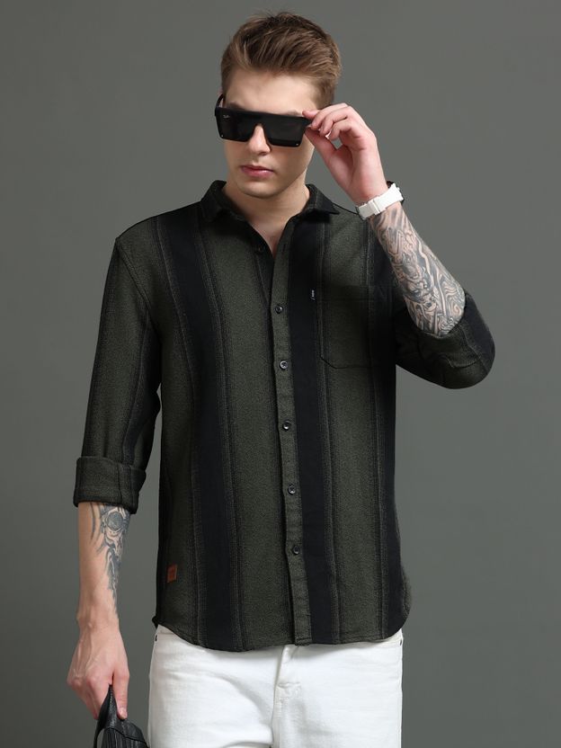Rope Men Striped Red, Black Shirt - Image 7