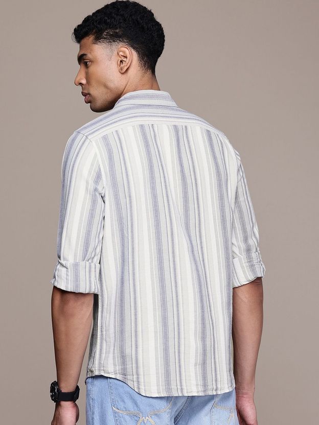 WROGN Men Slim Fit Striped Shirt - Image 4