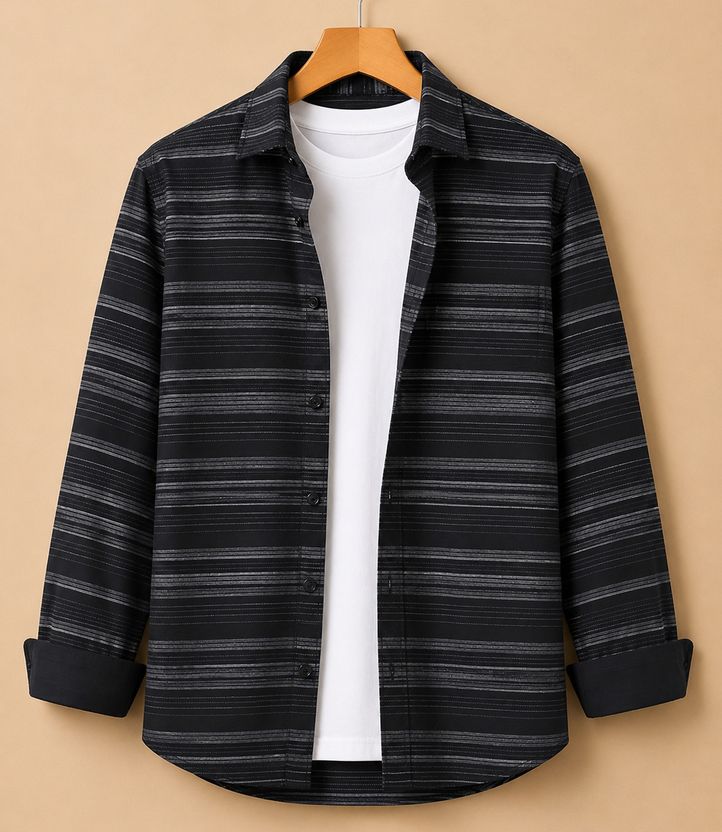 RODEIZ Men Striped Casual White, Grey Shirt - Image 6