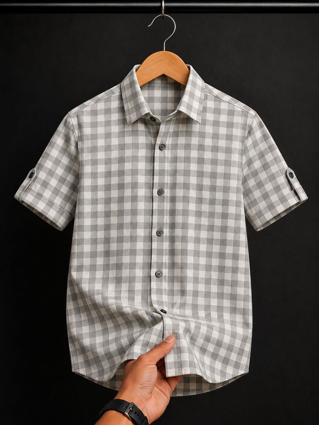 METRONAUT Boys Dark Blue Checkered Shirt - Image 3