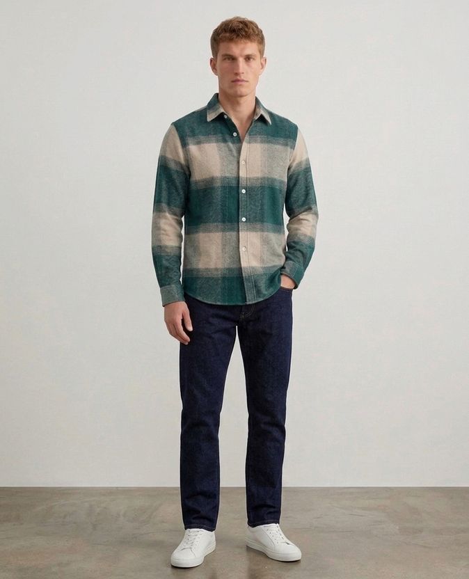 DEEMOON Men Regular Fit Checkered Casual Shirt - Image 5