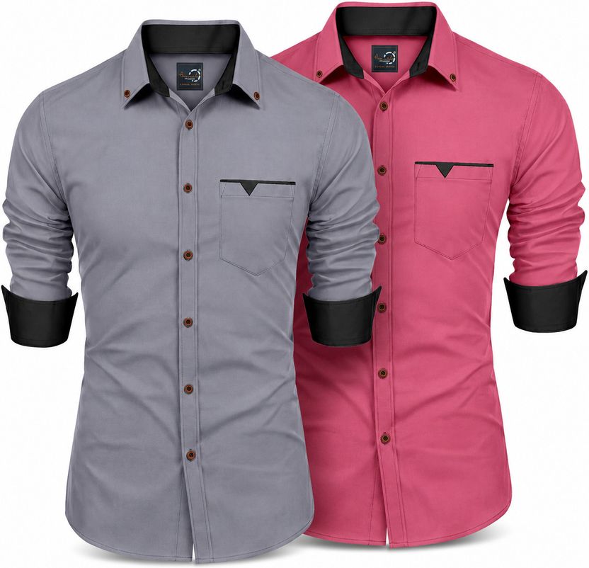 XOMLAXO Men Cream Pink Shirt - Image 8