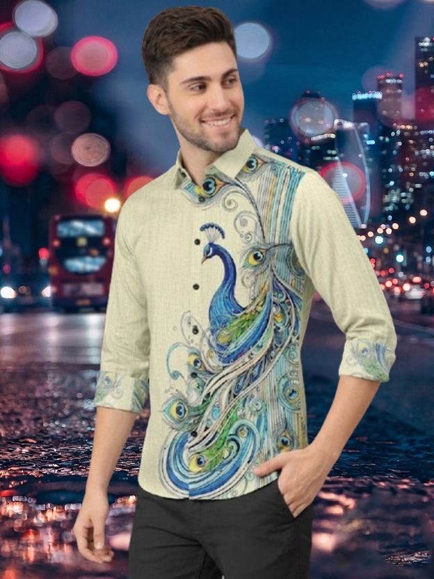 jnm Men Regular Fit Printed Spread Collar Shirt - Image 6