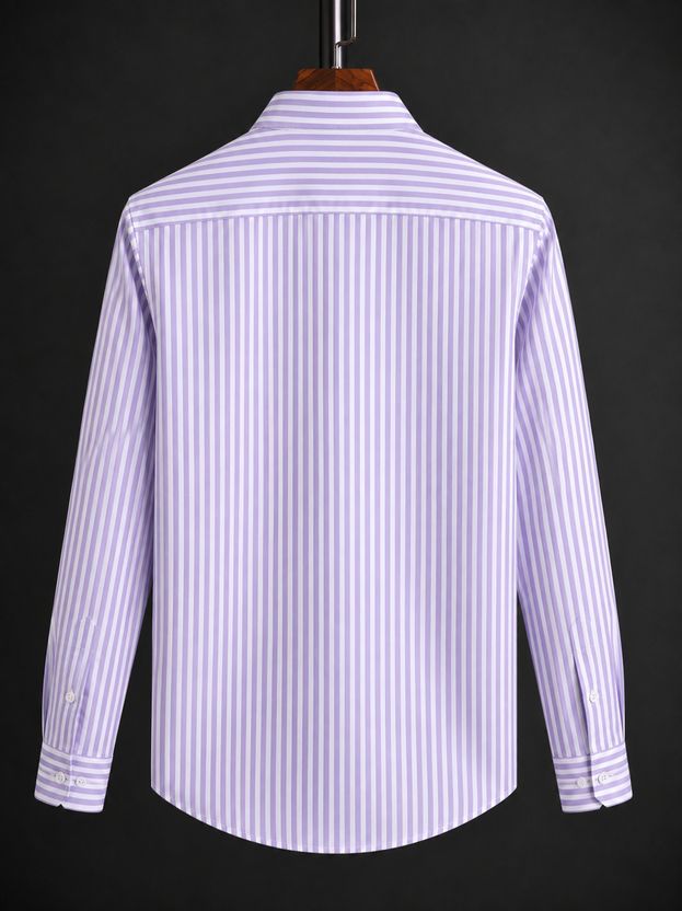 Marmic Fab Men Striped White, Purple Shirt - Image 2