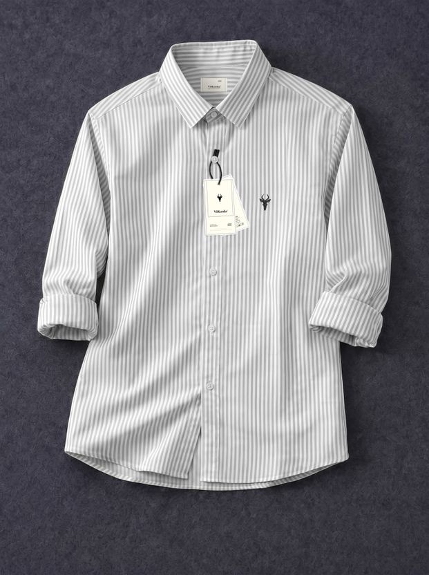 vdlooks Men Striped Casual Pink, White Shirt - Image 8