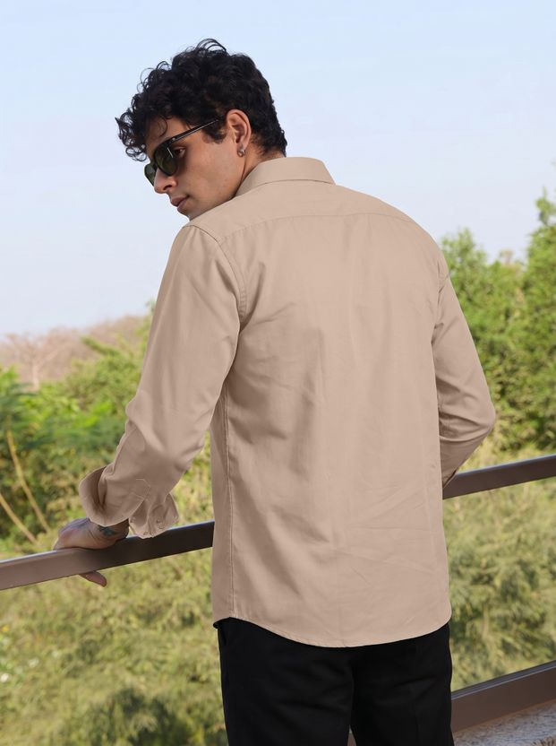 VELLOSTA Men Beige Casual Shirt - Image 2
