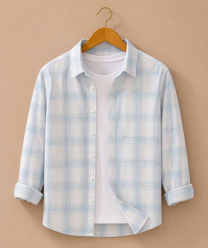 S-LINE Men Light Green Checkered Shirt - Image 4
