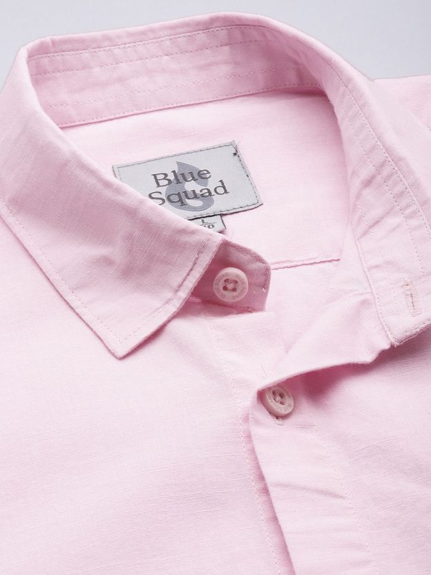 BLUE SQUAD Men Pink Solid Casual Shirt - Image 4
